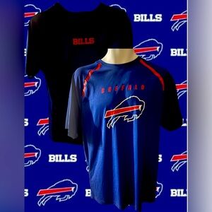 Buffalo Bills Mafia Men Large Majestic Dri-Wick Royal Blue 2-side Logo Shirt EUC